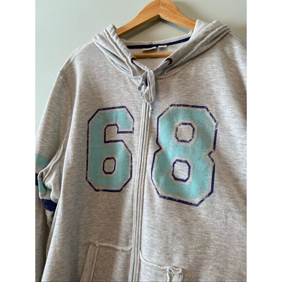 CATO Women's Plus Size 26/28W Zip Up Varsity Hoodie Gray Blue Sporty Loungewear - Picture 4 of 8
